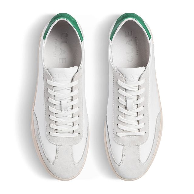 CLAE DEANE Shoes Mens USA148-Z02 In White Leather Pine Green